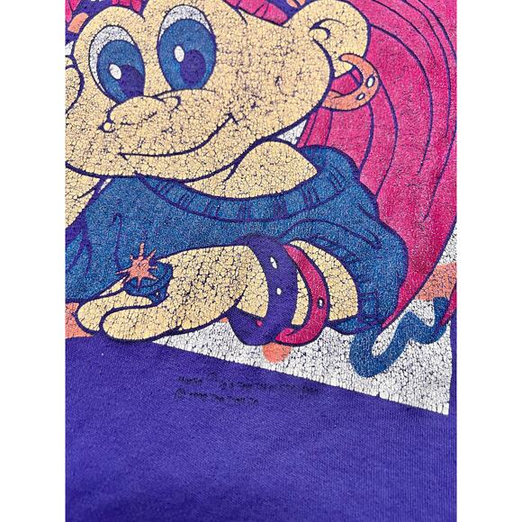 Vintage 80s NORFIN Troll Purple/Pink T-Shirt - Graphic Tee Retro Cartoon - M - Picture 4 of 12